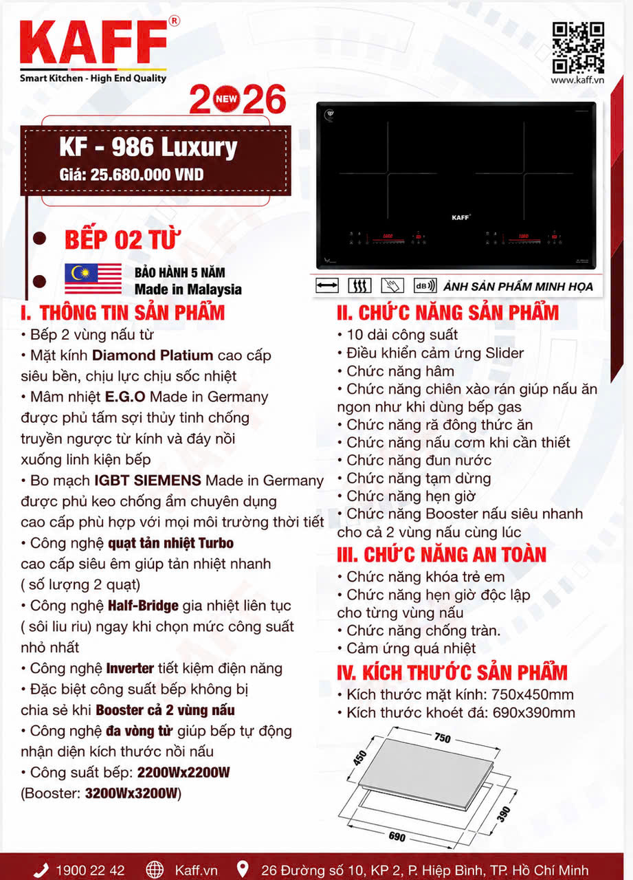 Bếp Từ KAFF KF- 986Luxury ( NEW 2026)