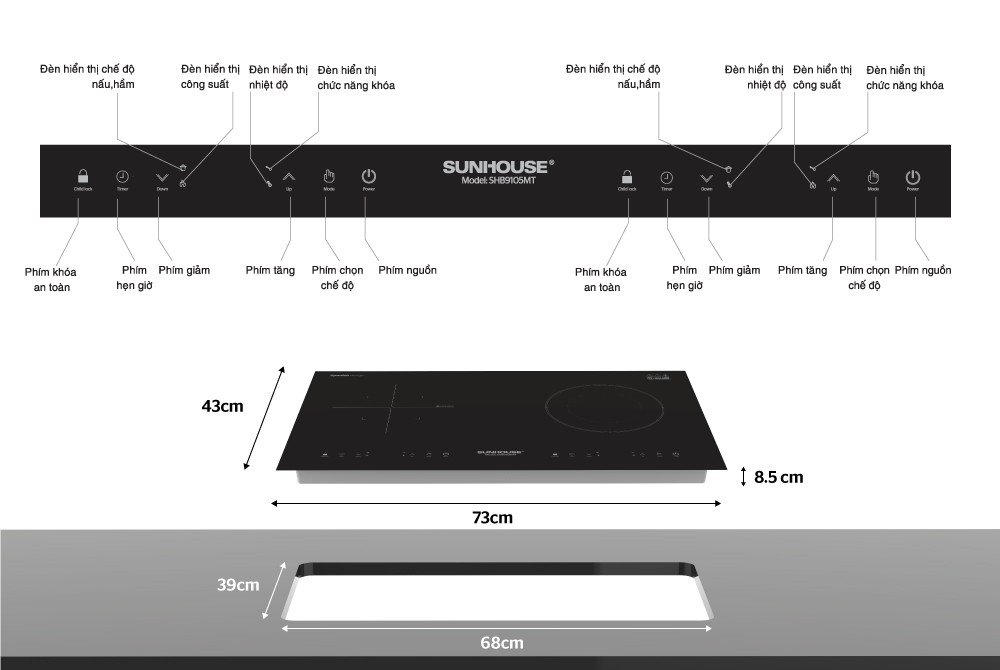 Bếp từ hồng ngoại Sunhouse SHB9105MT