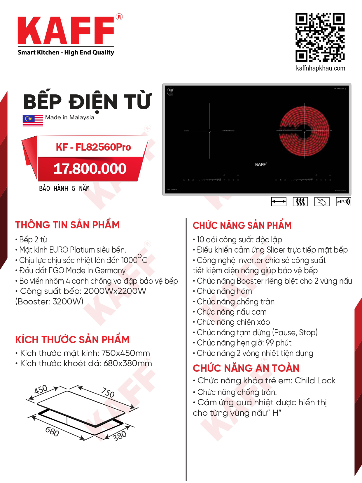 BẾP ĐIỆN TỪ KAFF KF-FL82560 PRO