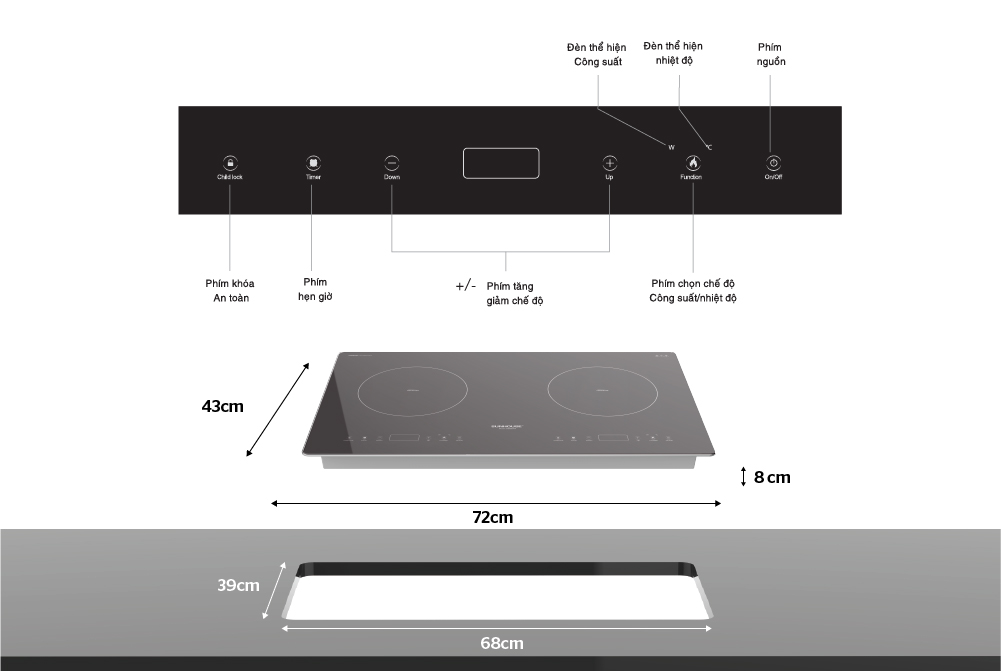 Bếp đôi điện từ Sunhouse SHB999HP