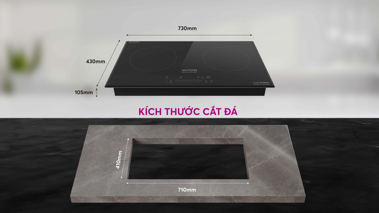Bếp từ âm 2 vùng nấu Mutosi MI-98DEU