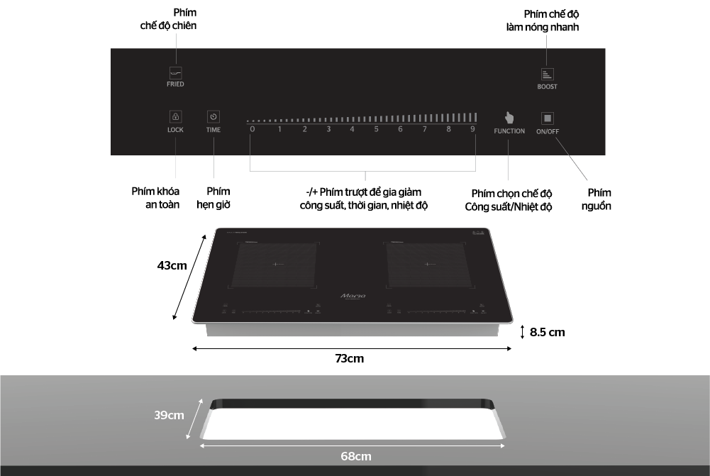 BẾP ĐÔI ĐIỆN TỪ SUNHOUSE MAMA MMB666-PLUS
