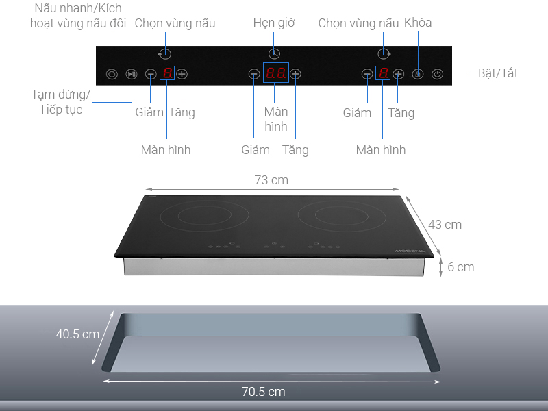 Bếp từ đôi Modena BI 0721