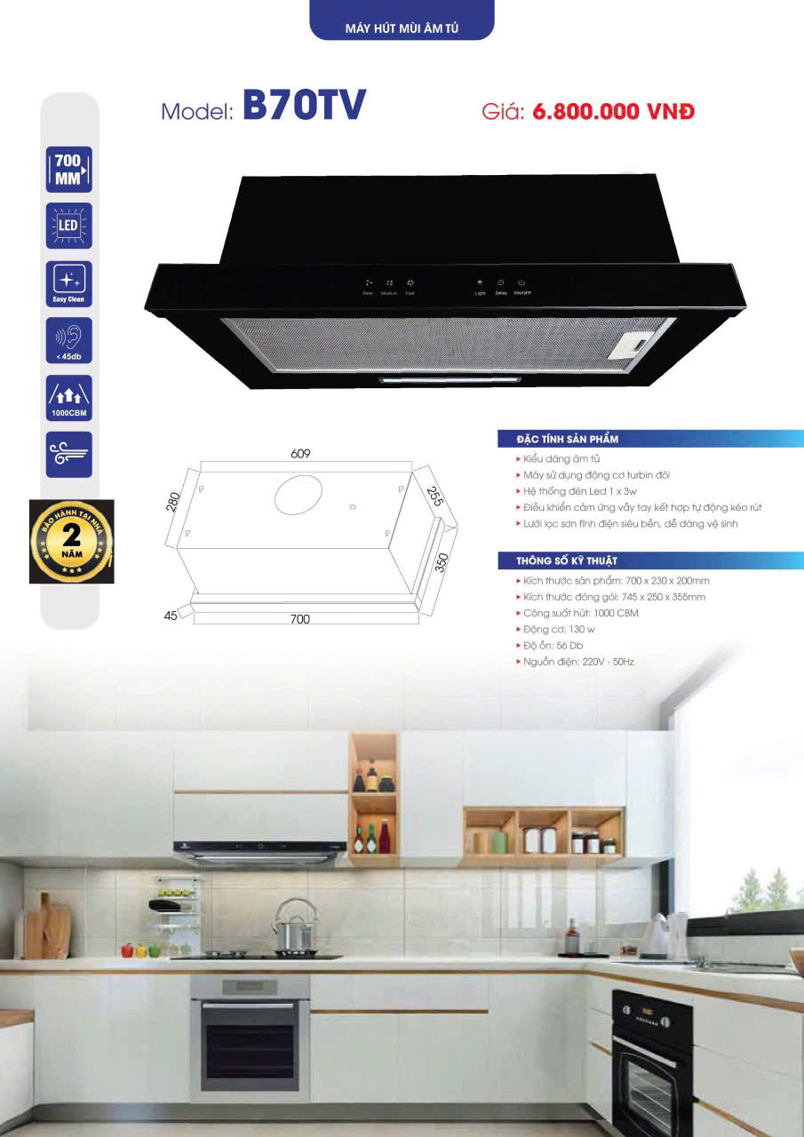 Máy hút mùi blueger b70tv
